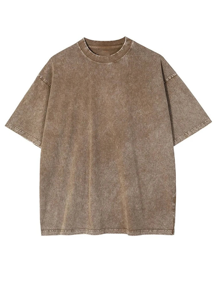 Camisetas Vintage con Lavado Ácido - T-Shirt Hip Hop Retro Punk - Algodón Manga Corta Unisex - Streetwear 2025 Mujer