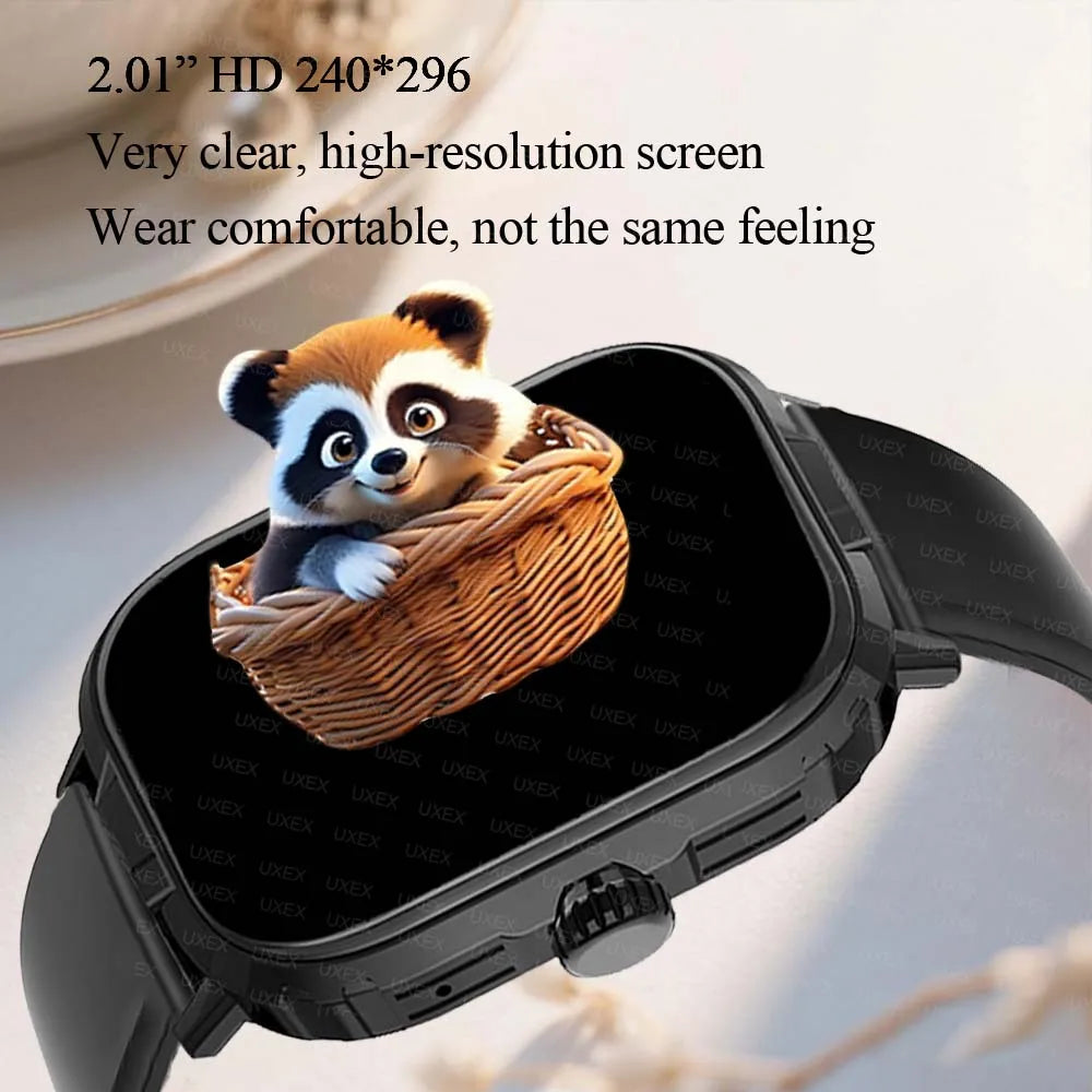 Reloj Inteligente Deportivo 2.01'' Monitor de Salud Resistente al Agua con Llamadas Inalámbricas para Hombre y Mujer