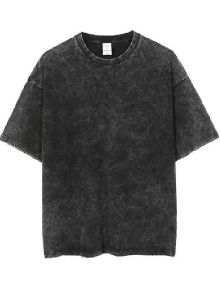 Camisetas Vintage con Lavado Ácido - T-Shirt Hip Hop Retro Punk - Algodón Manga Corta Unisex - Streetwear 2025 Mujer