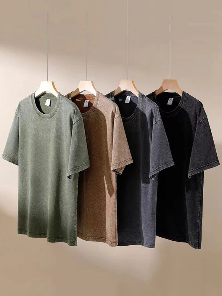 Camisetas Vintage con Lavado Ácido - T-Shirt Hip Hop Retro Punk - Algodón Manga Corta Unisex - Streetwear 2025 Mujer