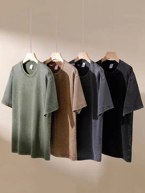 Camisetas Vintage con Lavado Ácido - T-Shirt Hip Hop Retro Punk - Algodón Manga Corta Unisex - Streetwear 2025 Mujer