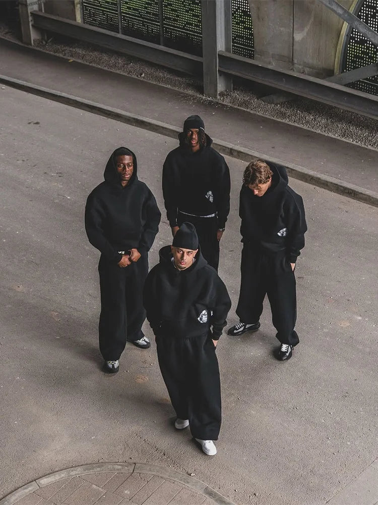 Conjunto Deportivo Retro Y2K Hombre - Sudadera Bordada Harajuku y Pantalón Suelto - Streetwear Hip Hop Casual 2025