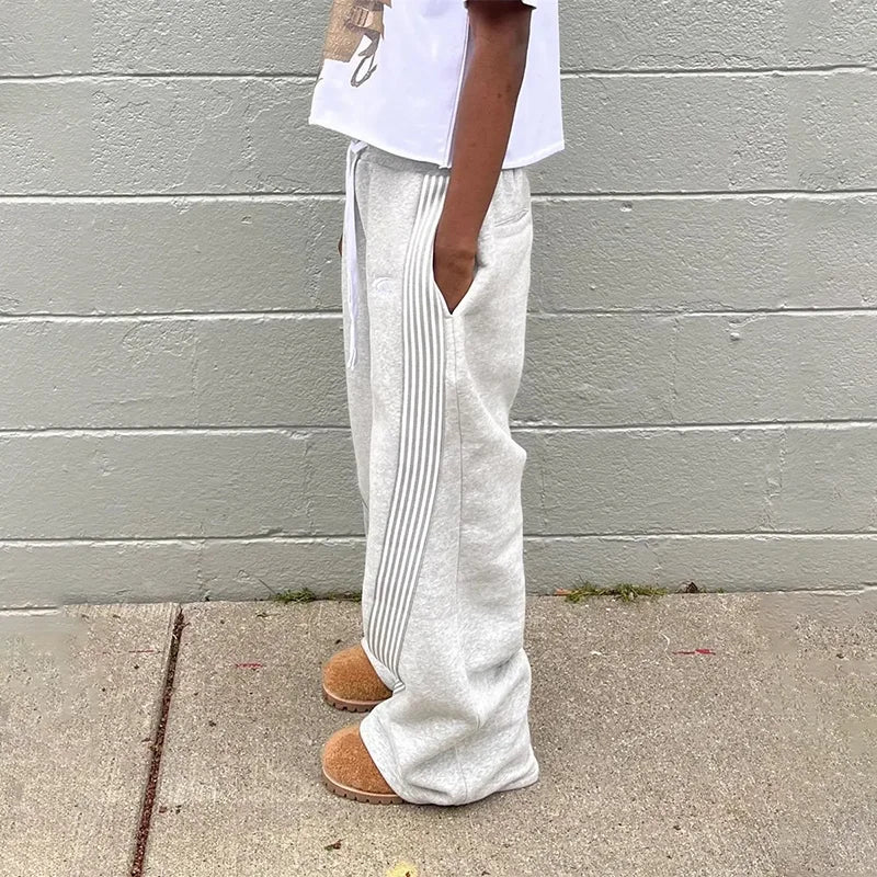 Pantalón Deportivo Hip Hop con Rayas - Sweatpants Baggy Cintura Elástica - Pantalón Jogging para Pareja - Streetwear Primavera Otoño