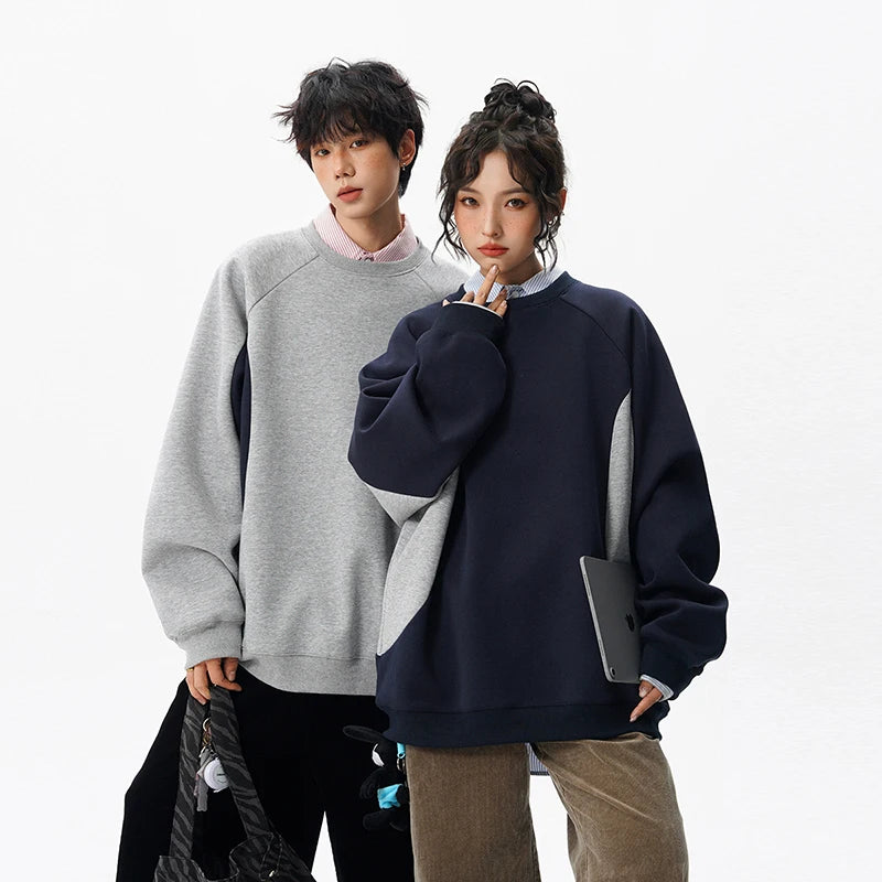 Sudadera con Capucha Color Block - Hoodie Cuello Redondo Suelto - Pullover de Moda para Adolescentes - Streetwear Americano Primavera Otoño