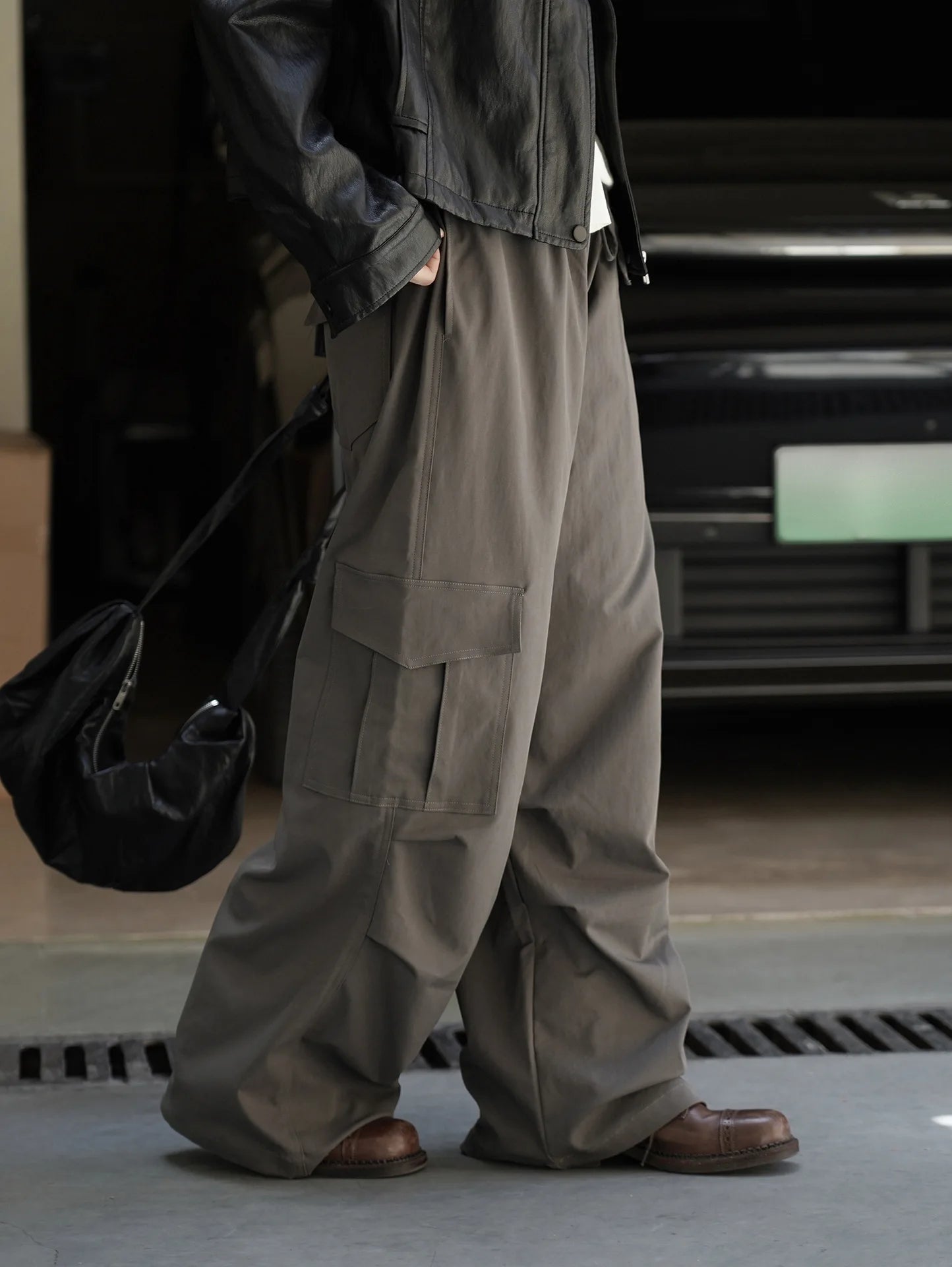 Pantalones Casuales Estilo Workwear Urbano - Cintura Elástica con Cordón - Bolsillos Plisados - Pantalón Largo para Mujer