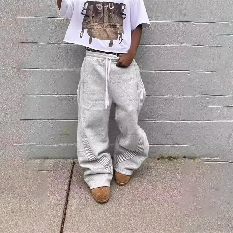 Pantalón Deportivo Hip Hop con Rayas - Sweatpants Baggy Cintura Elástica - Pantalón Jogging para Pareja - Streetwear Primavera Otoño