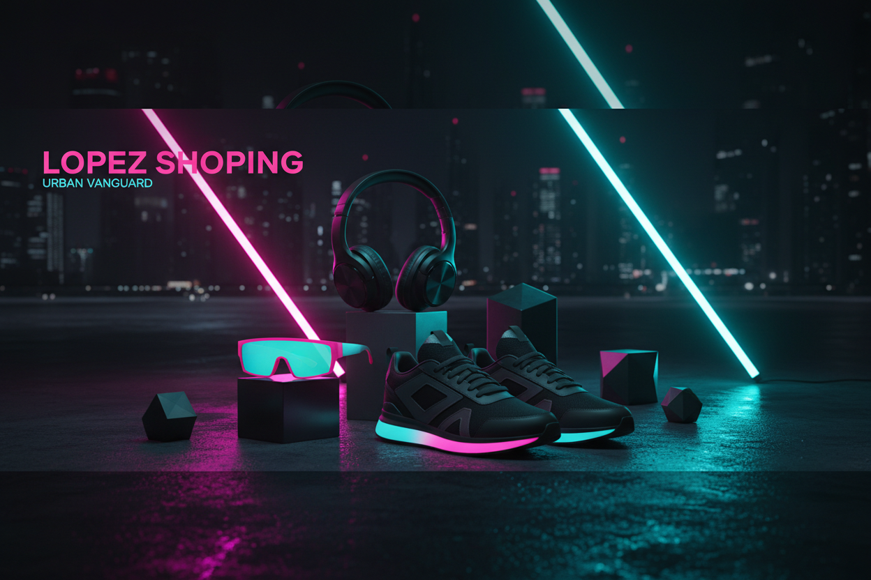 Banner LOPEZ SHOPING - Fucsia y Turquesa